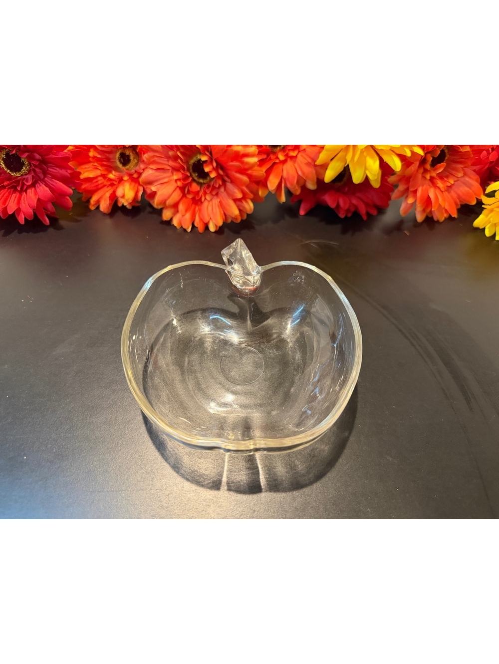 Vintage Hazel-Atlas Orchard Clear Glass Apple Bowl 4.5" Stem